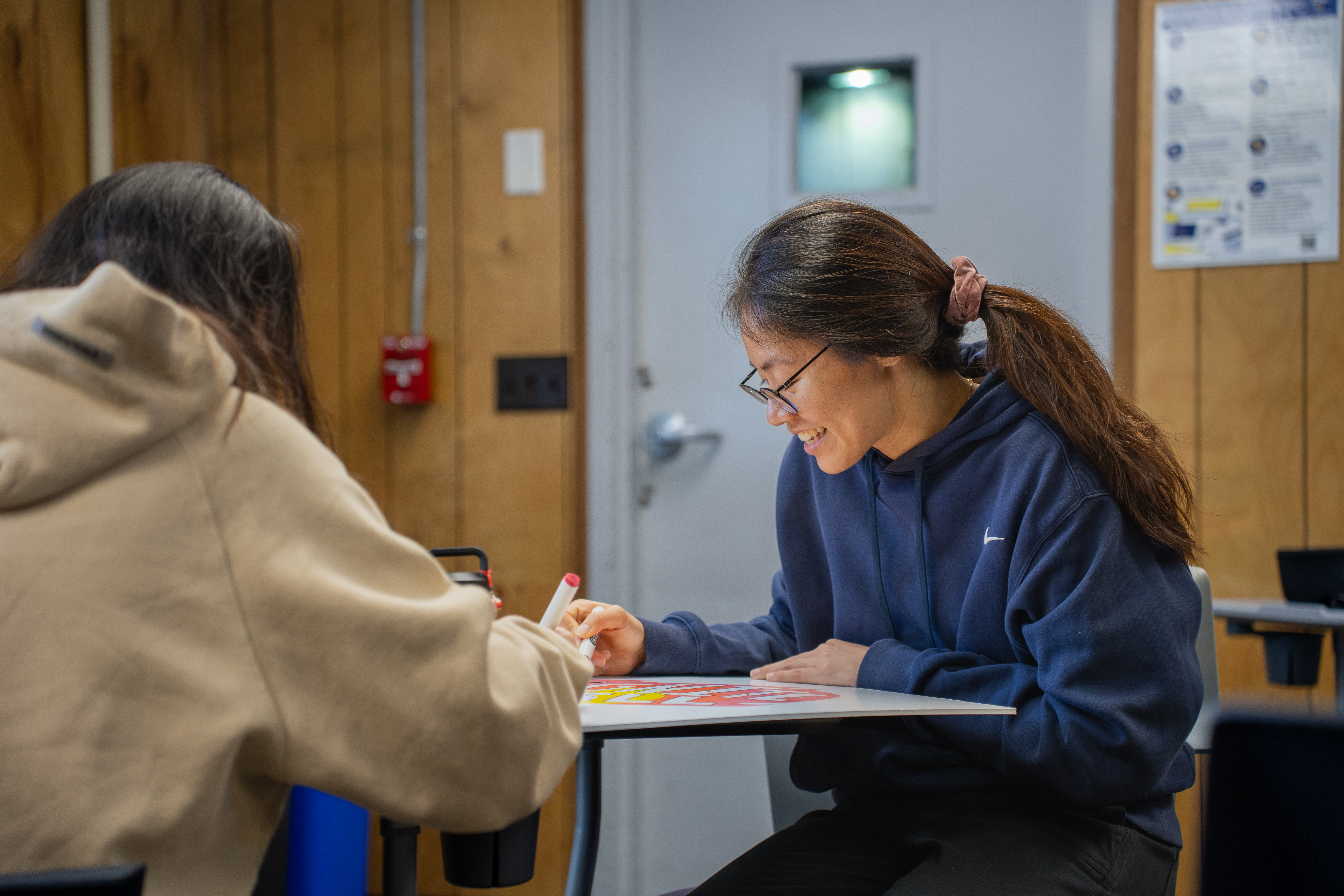 Small group candid laugh